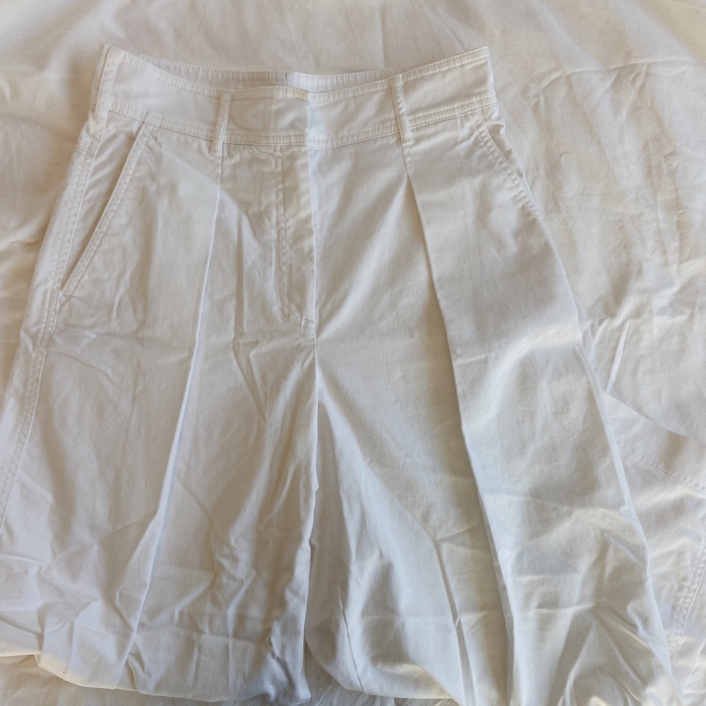 ARITZIA THE GROUP BABATON HIGH WAIST WIDE LEG PLEATED CROP PANT WHITE SIZE 6